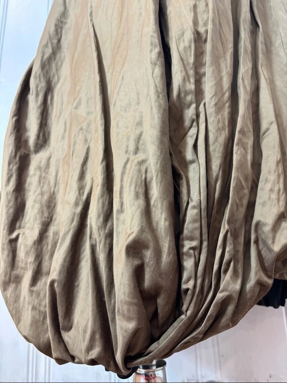 SARAH PACINI Designer Khaki Metallic Bubble Skirt Maxi Length Avant Garde Size 4 - Picture 4 of 7